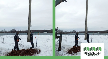 Работы по проведению линий электропередач в поселке "Карамель"